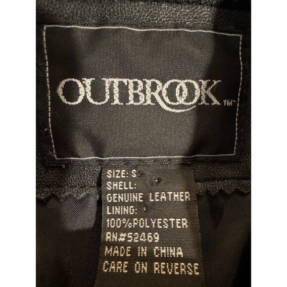 Vintage 90s/Y2K Outbrook Genuine Leather Longline Blazer Jacket Black Small - Picture 11 of 12